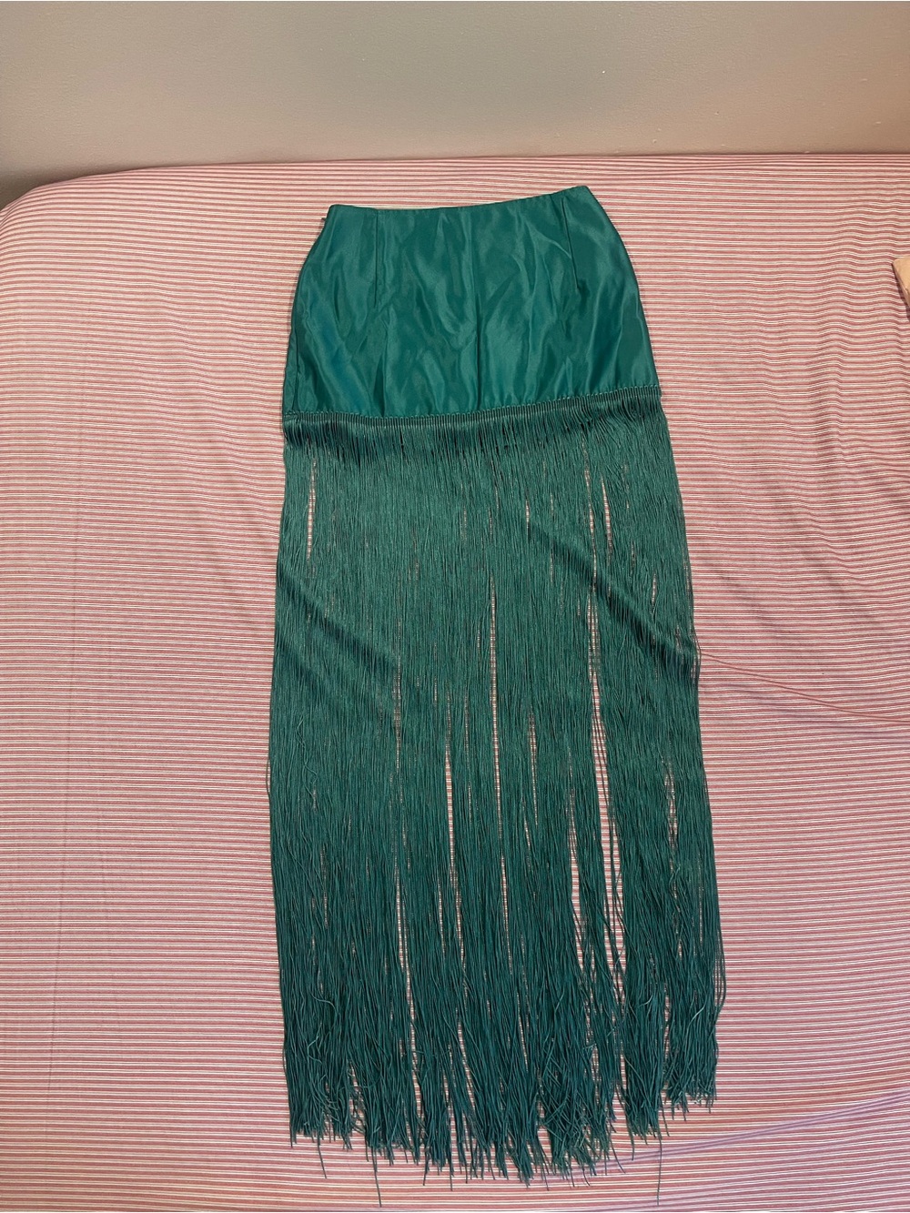 PrettyLittleThing Teal Fringe Midi Skirt